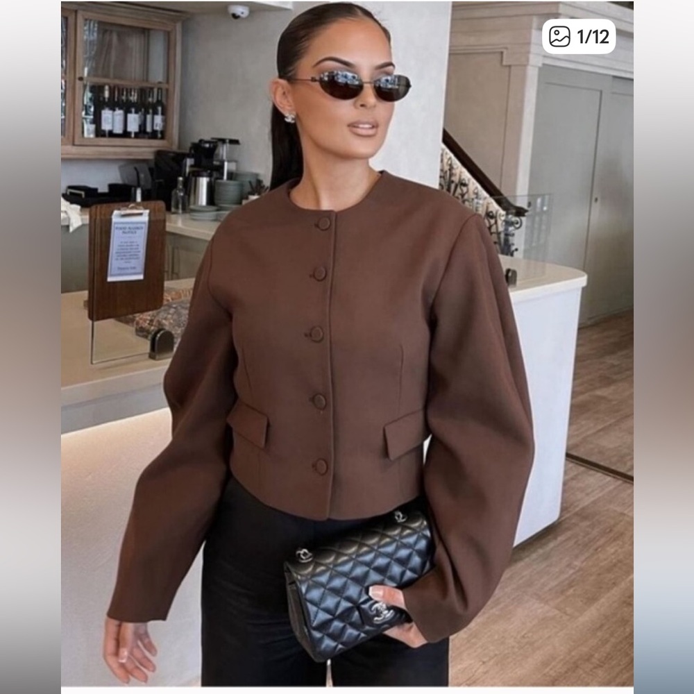 ZARA BROWN SUIT JACKET - SMALL